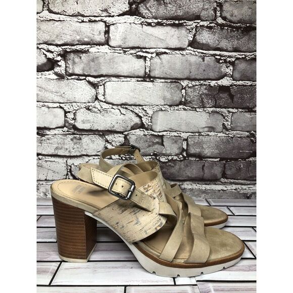 Johnston & Murphy Kayla Taupe Leather Heel Strappy Sandals Women’s Sz 9M US/40EU - Picture 3 of 16